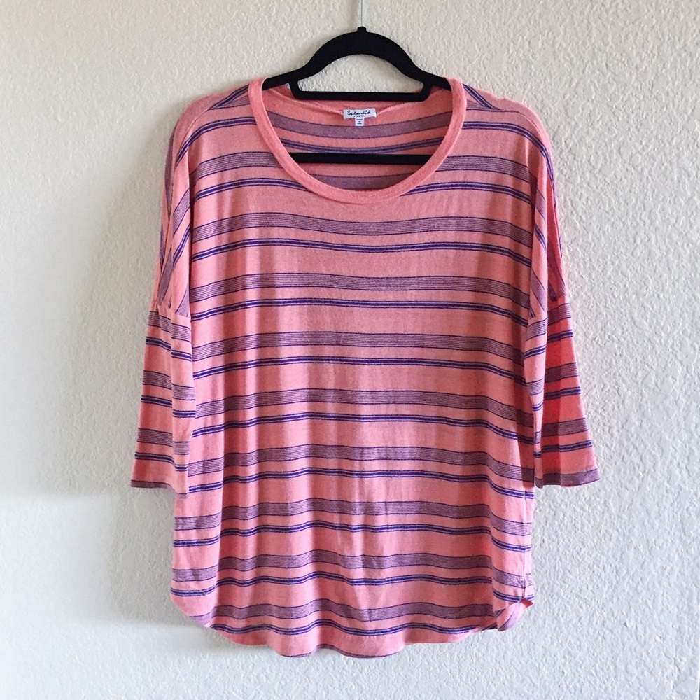 Splendid | Orange and Blue Striped Top